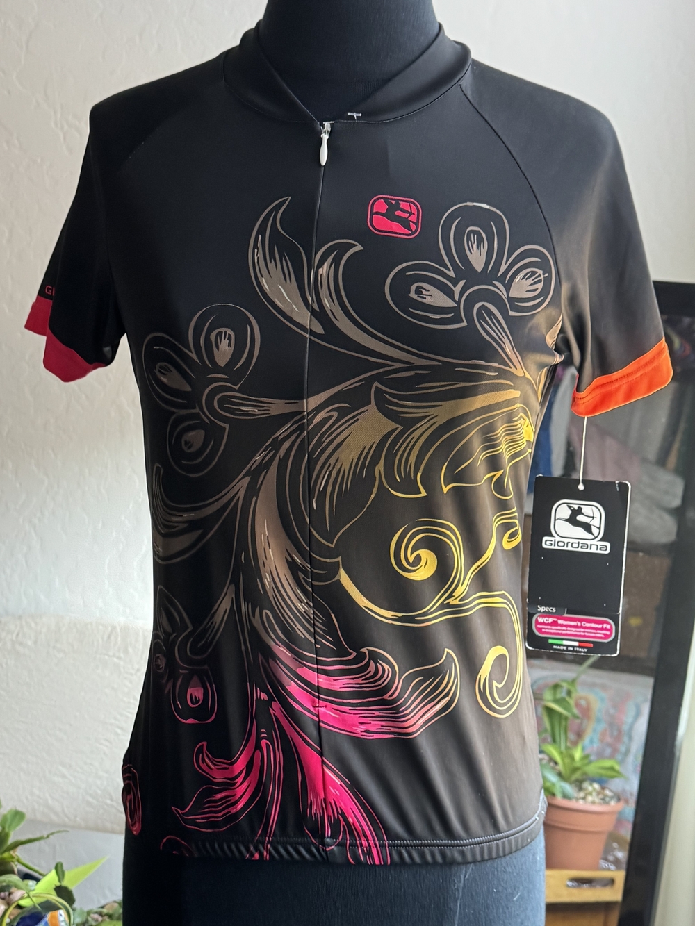 Giordana Women's Black Cycling Jersey with Multicolor Accents